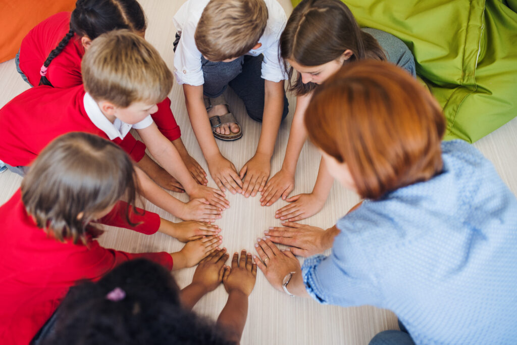 a top view of group of small school kids with teac 2026 01 05 06 34 29 utc